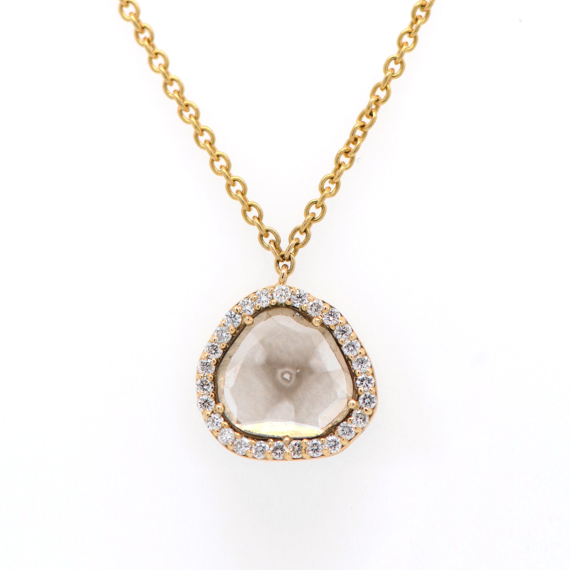 14K Yellow Gold Trapiche Diamond Slice Necklace