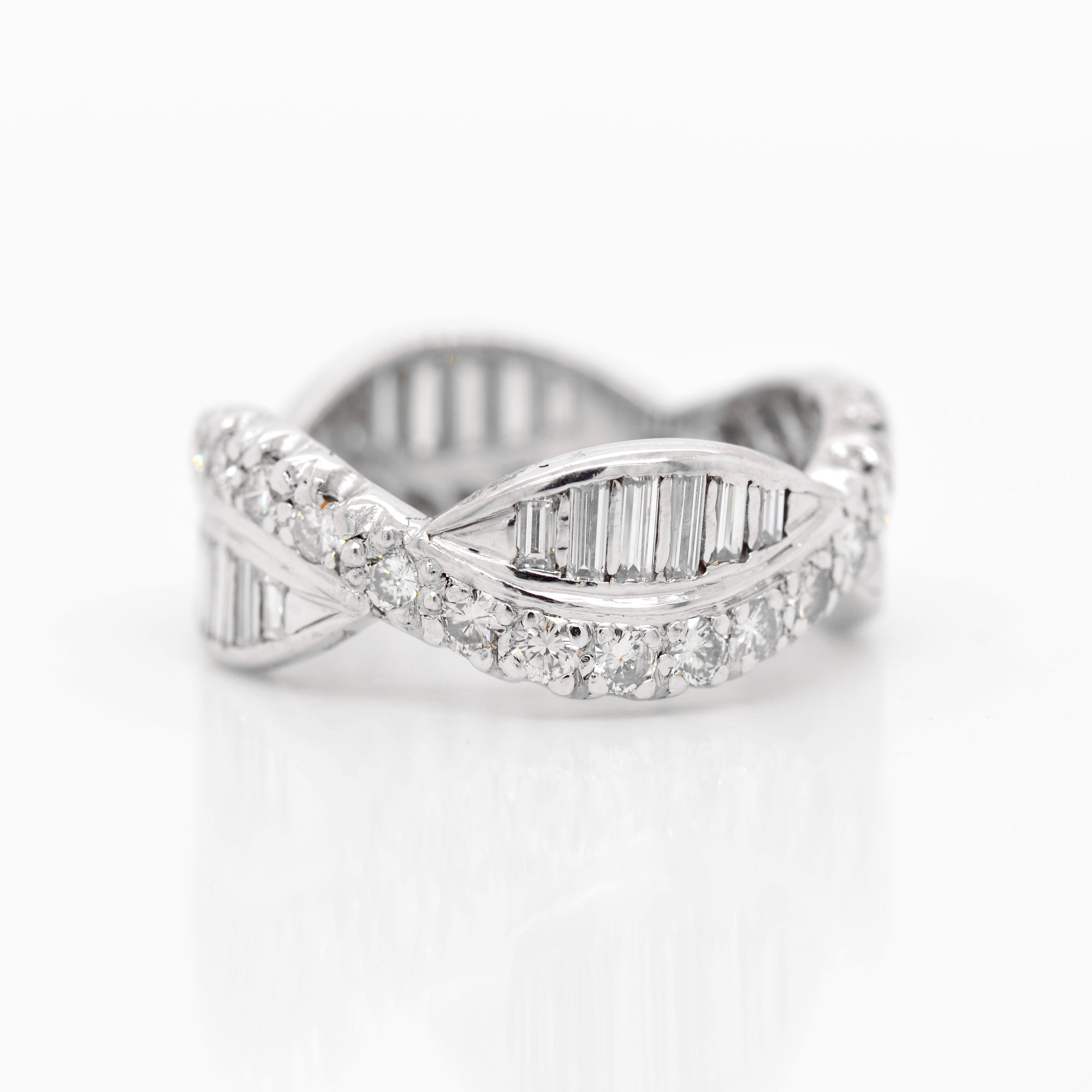 Platinum Baguette And Round Diamond Eternity Band