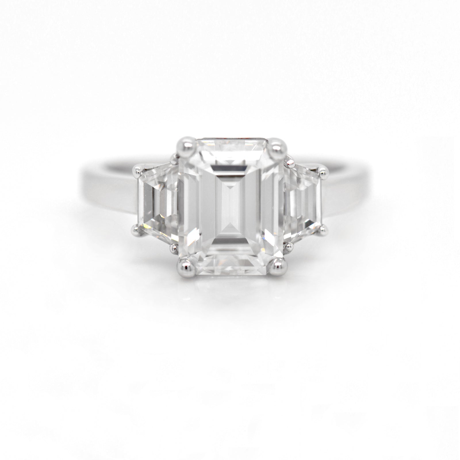 14KW 3-Stone Moissanite Engagement Ring Portland PDX Judith Arnell