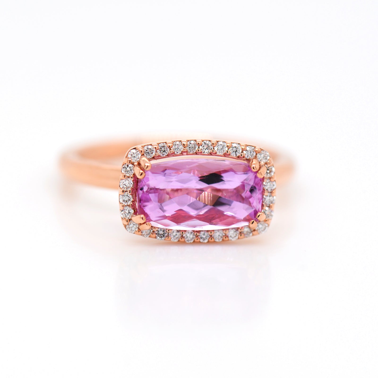 14K Rose Gold Rare Topaz And Diamond Halo Ring