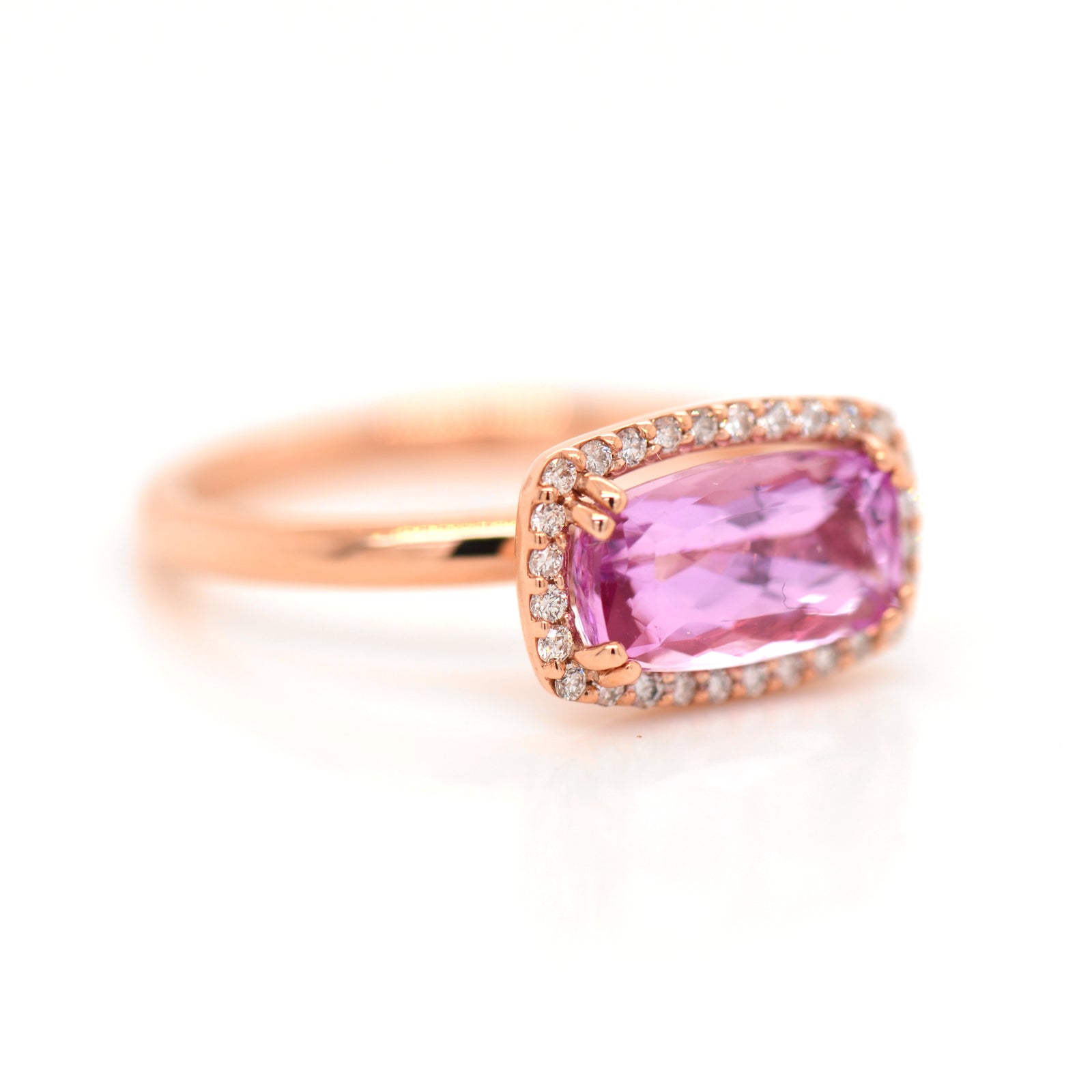 14K Rose Gold Rare Topaz And Diamond Halo Ring
