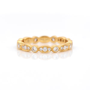 18K Yellow Gold Marquis and Round Diamond Eternity Band