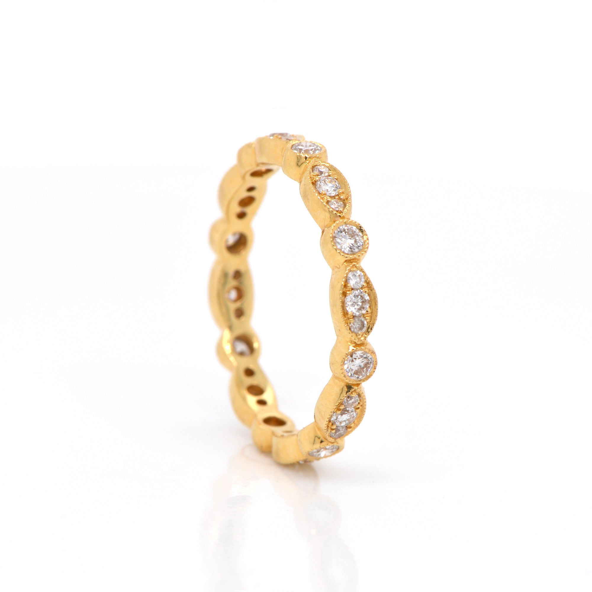 18K Yellow Gold Marquis and Round Diamond Eternity Band