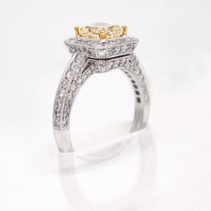 Platinum Pave Yellow Diamond Engagement Ring