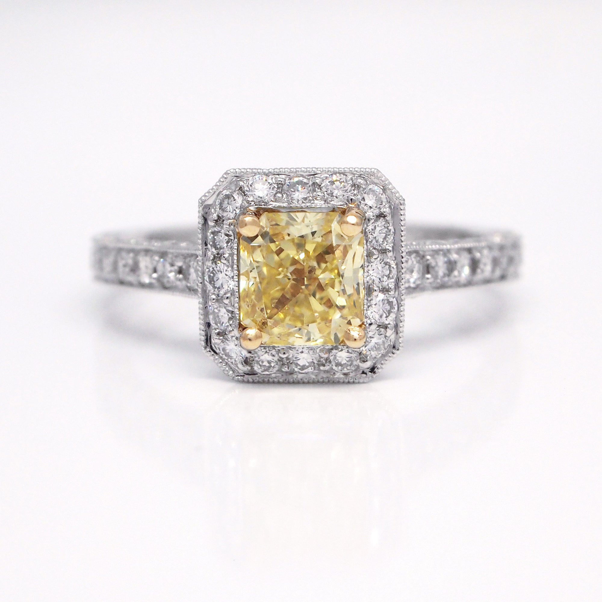 Platinum Intense Yellow Diamond Engagement Ring