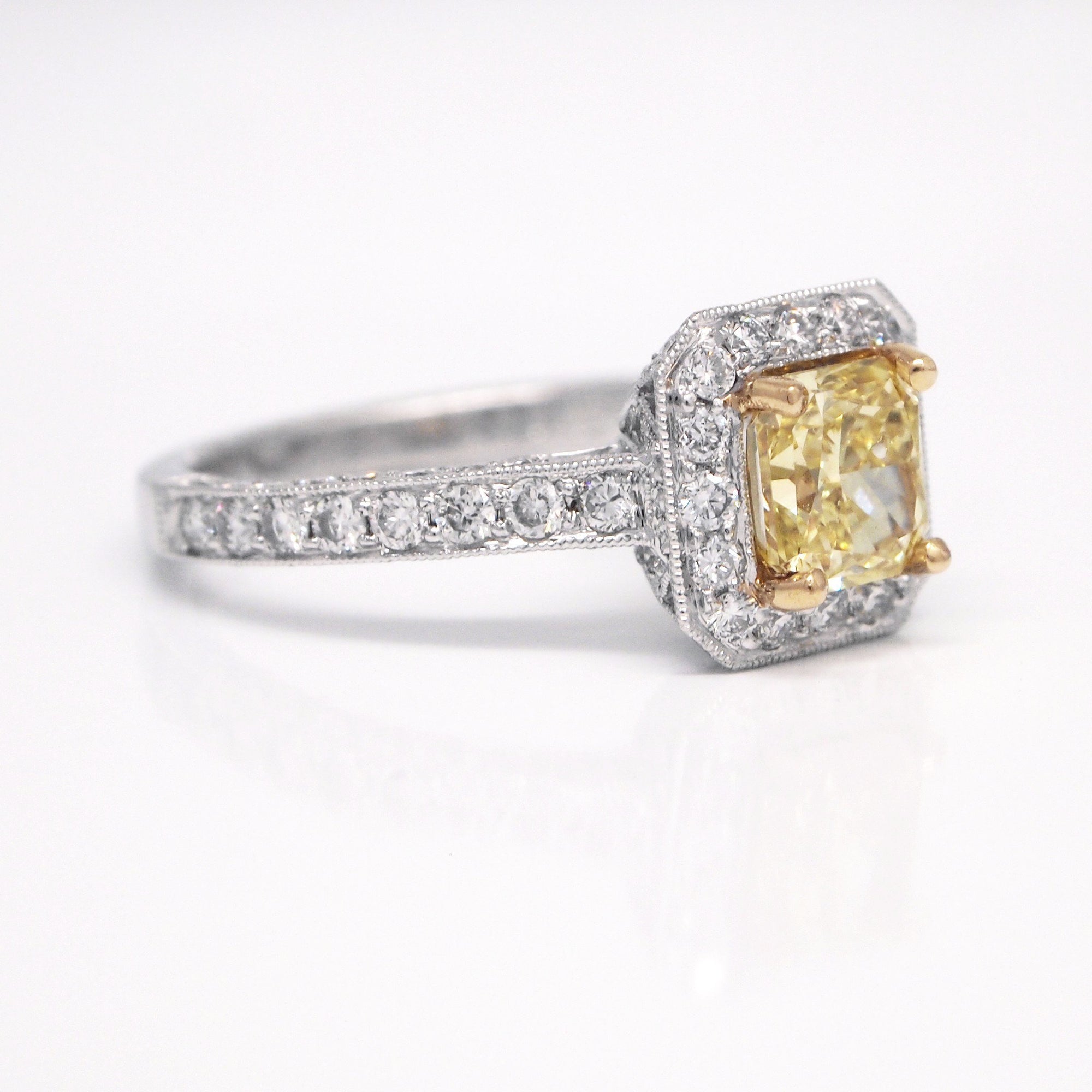 Platinum Intense Yellow Diamond Engagement Ring