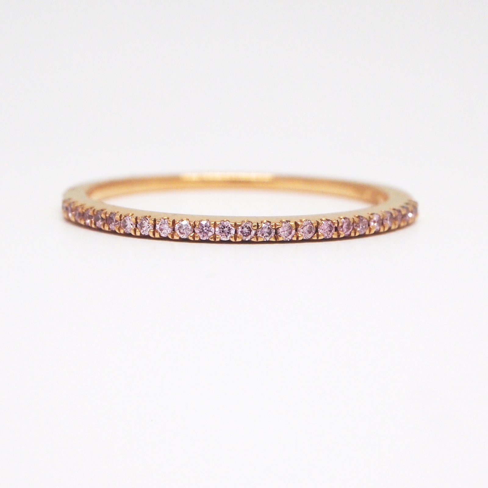 18K Rose Gold Pink Diamond Wedding Band