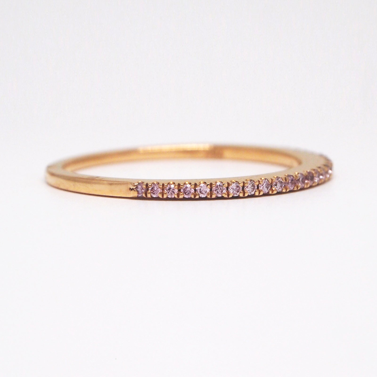 18K Rose Gold Pink Diamond Wedding Band