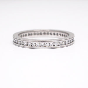 Platinum Miligrain Diamond Eternity Wedding Band.