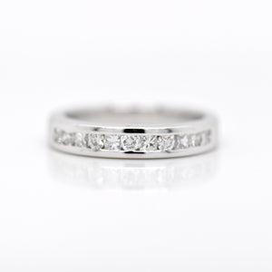 Platinum Round And Princess Diamond Wedding Band