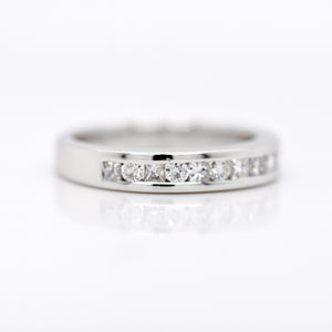 Platinum Round And Princess Diamond Wedding Band