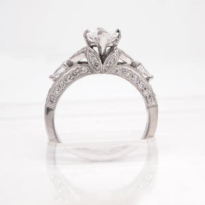 Art Deco Style 18K White Gold Diamond Engagement Ring