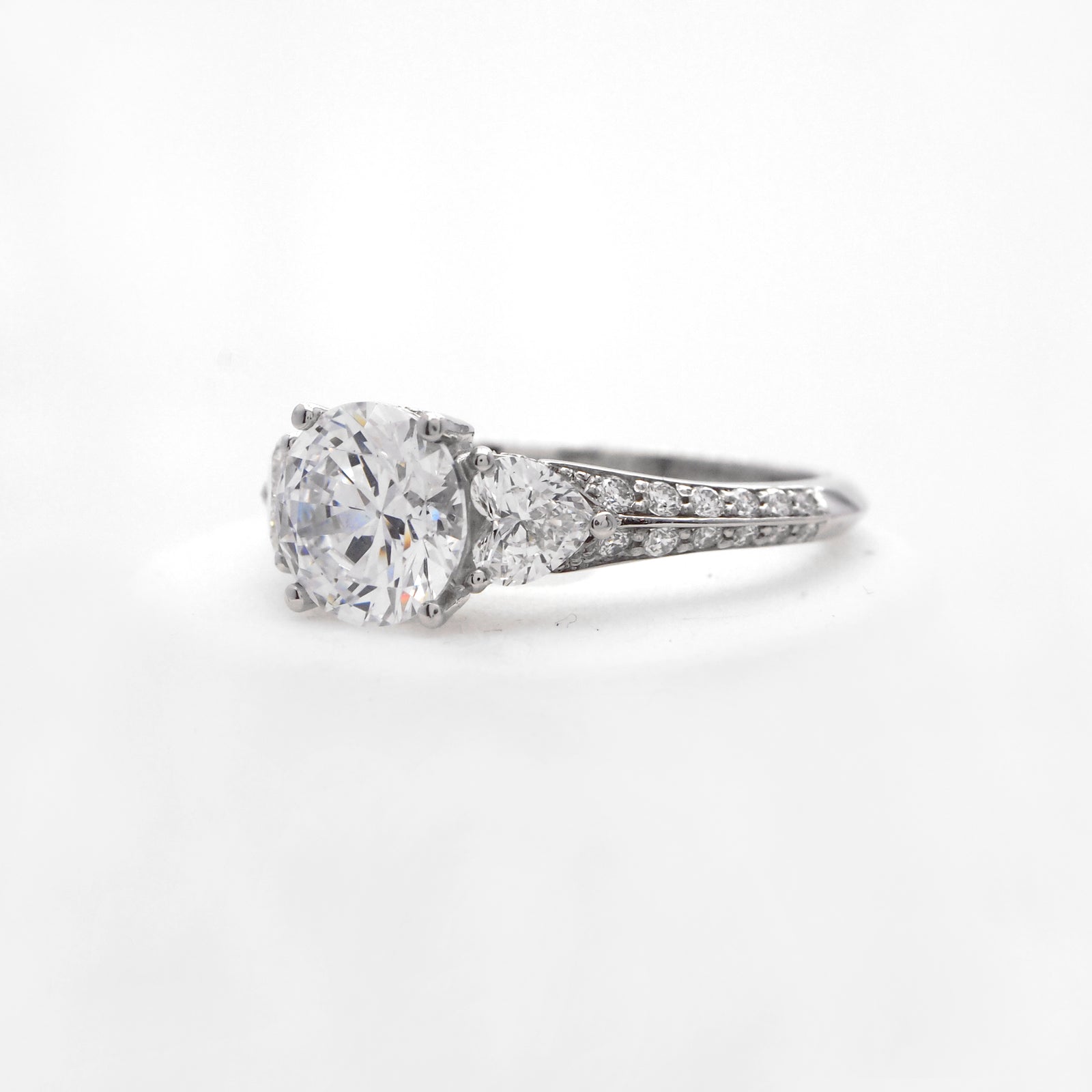 Platinum 3-Stone Heart Diamond Ring