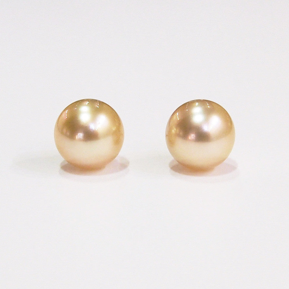 14K Yellow Gold Golden South Sea Pearl Earrings