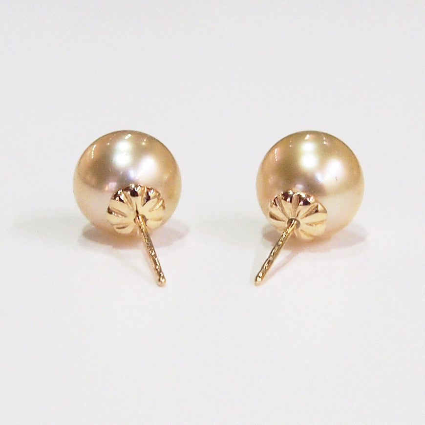 14K Yellow Gold Golden South Sea Pearl Earrings