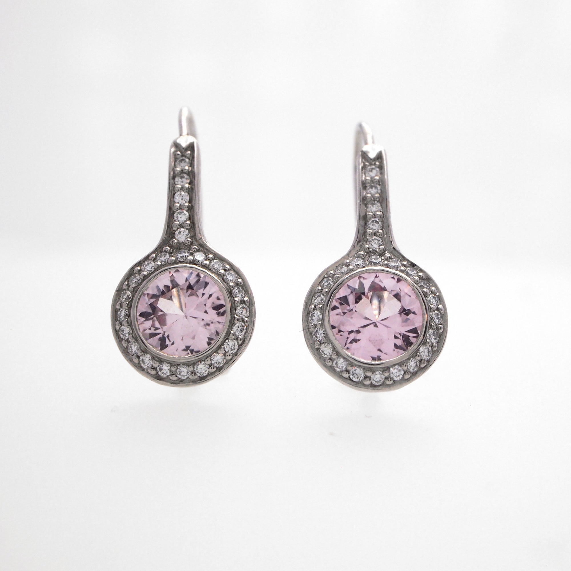 Platinum Pink Sapphire And Diamond Earrings