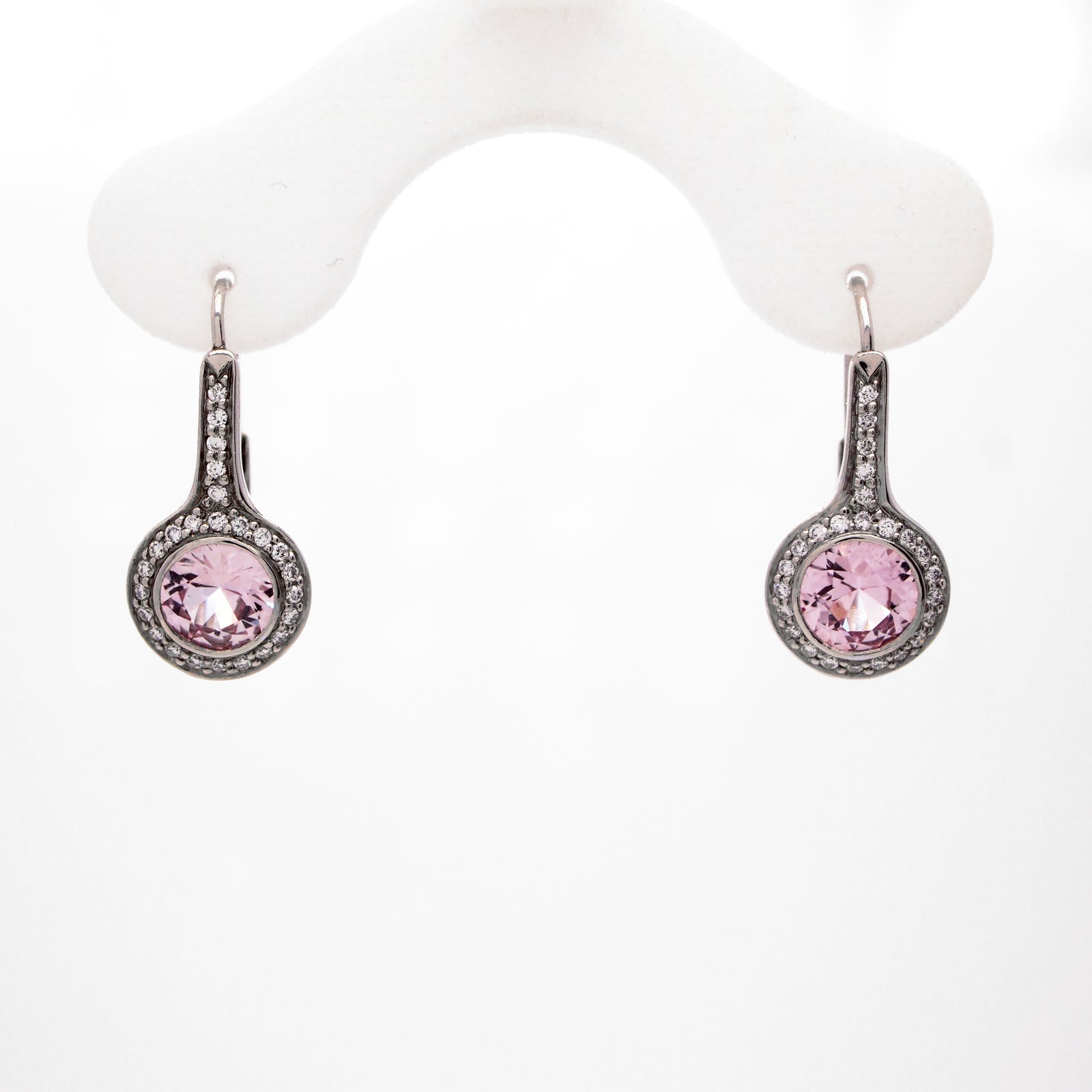 Platinum Pink Sapphire And Diamond Earrings