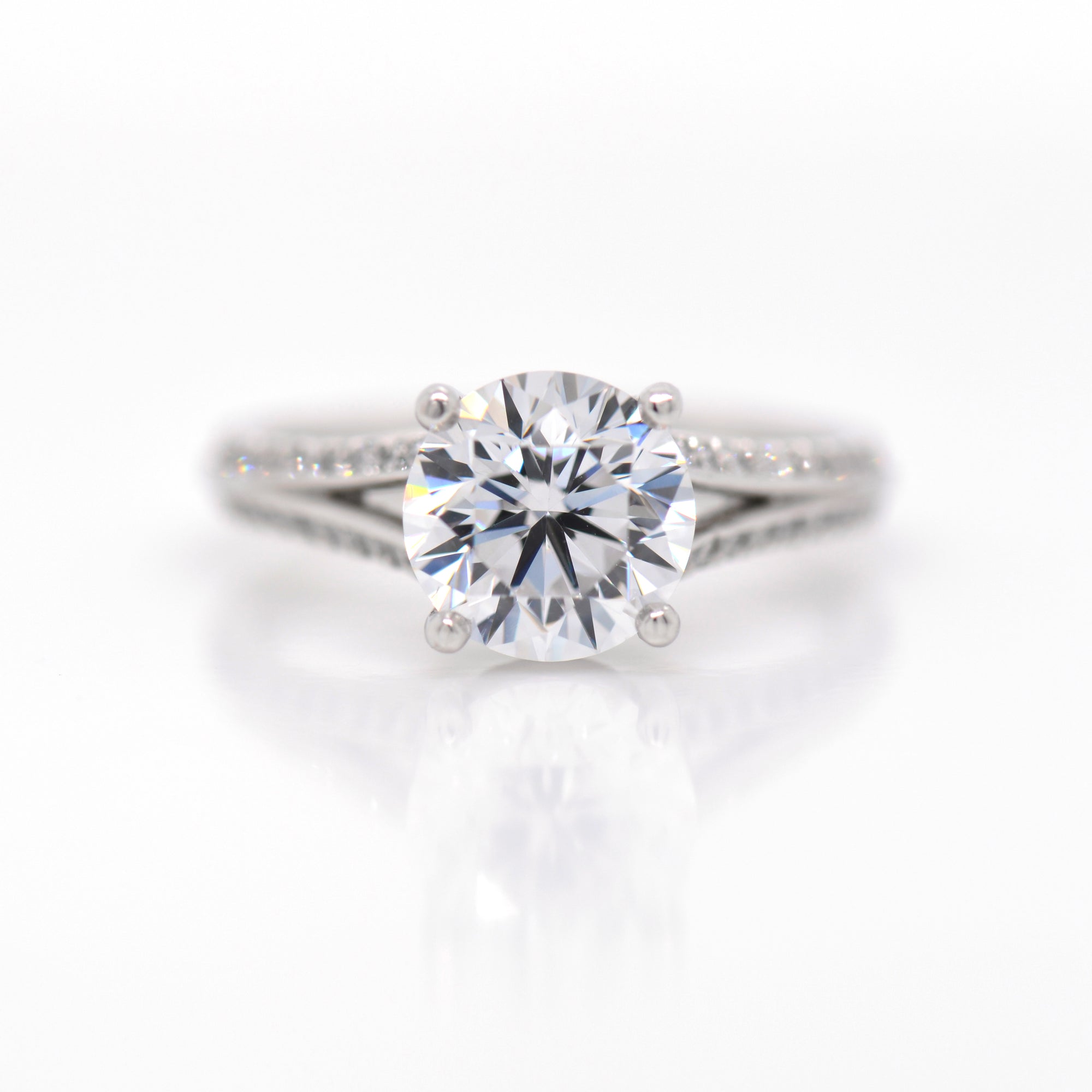 Platinum Split Shank Diamond Engagement Ring
