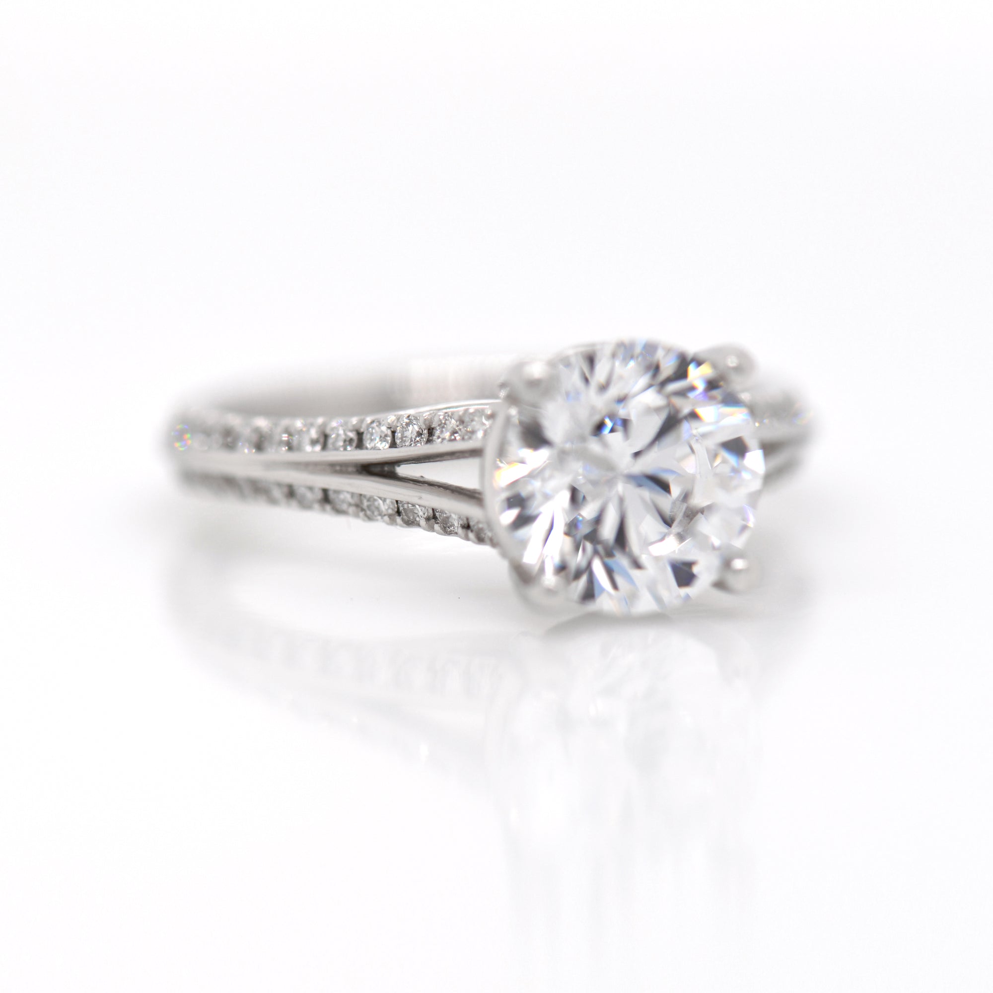 Platinum Split Shank Diamond Engagement Ring