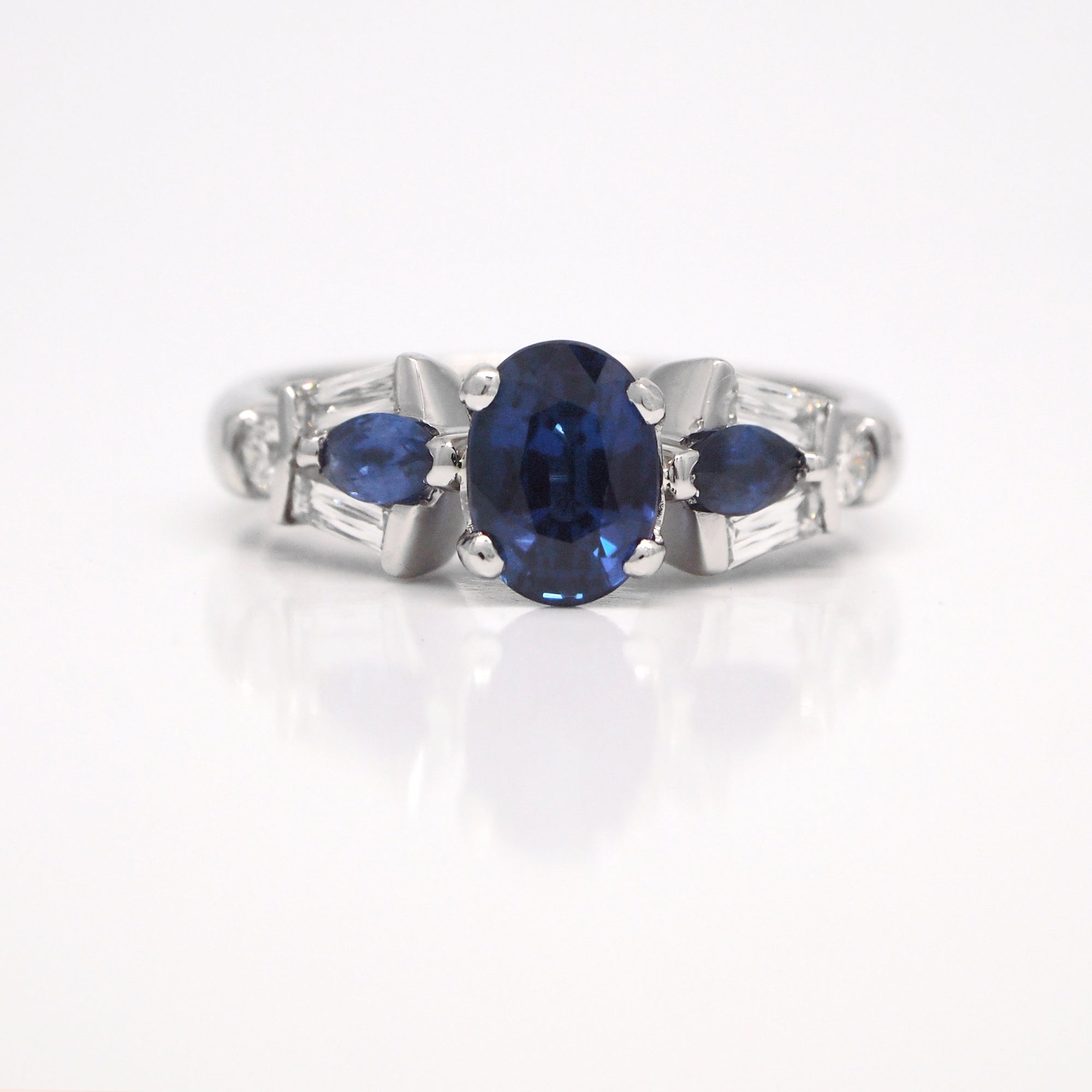 Platinum Sapphire And CrissCut Diamond Engagement Ring