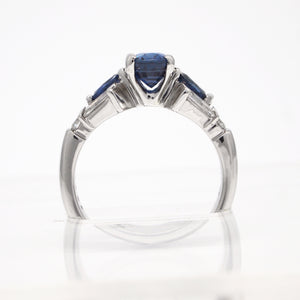 Platinum Sapphire And CrissCut Diamond Engagement Ring