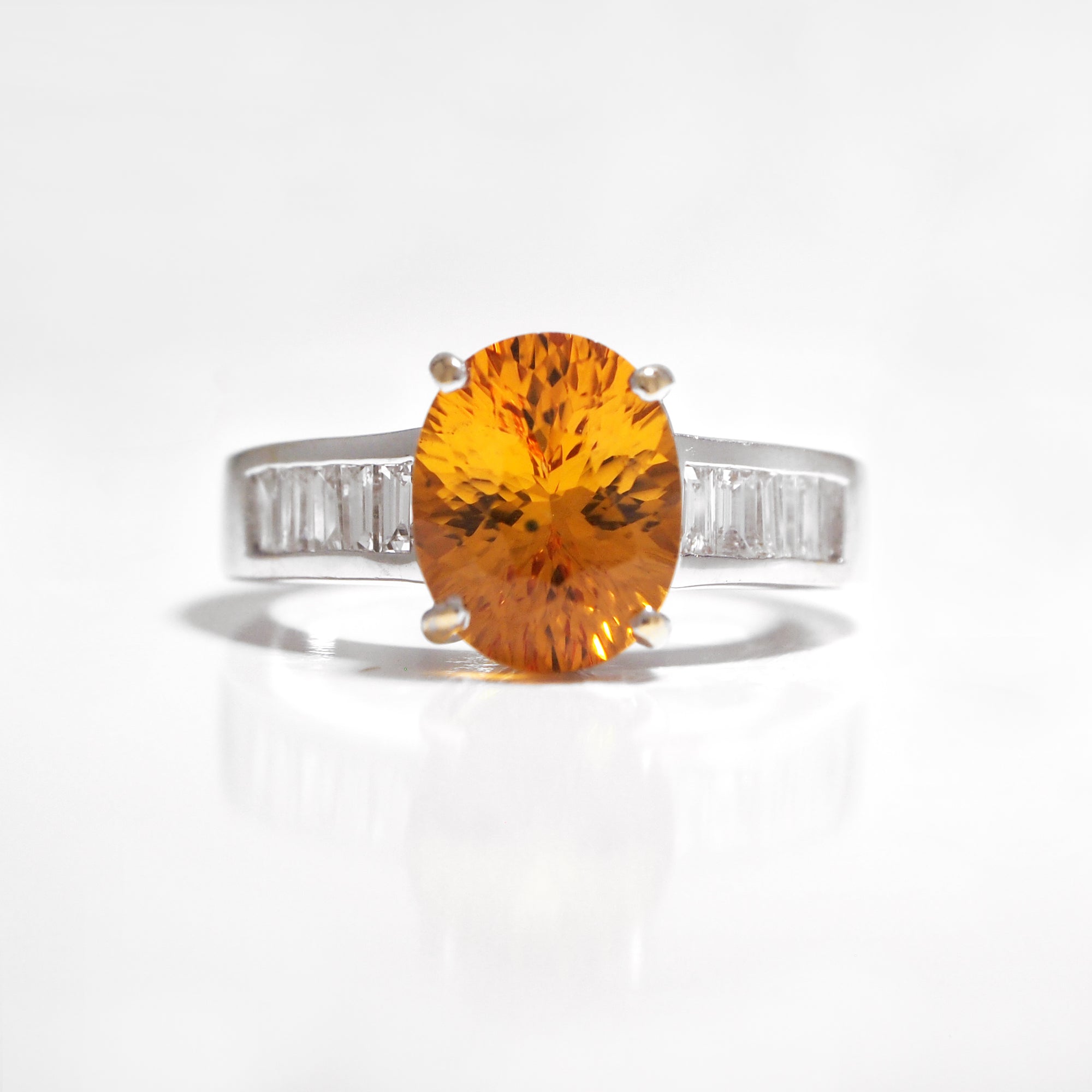 18K Orange Sapphire And Diamond Ring