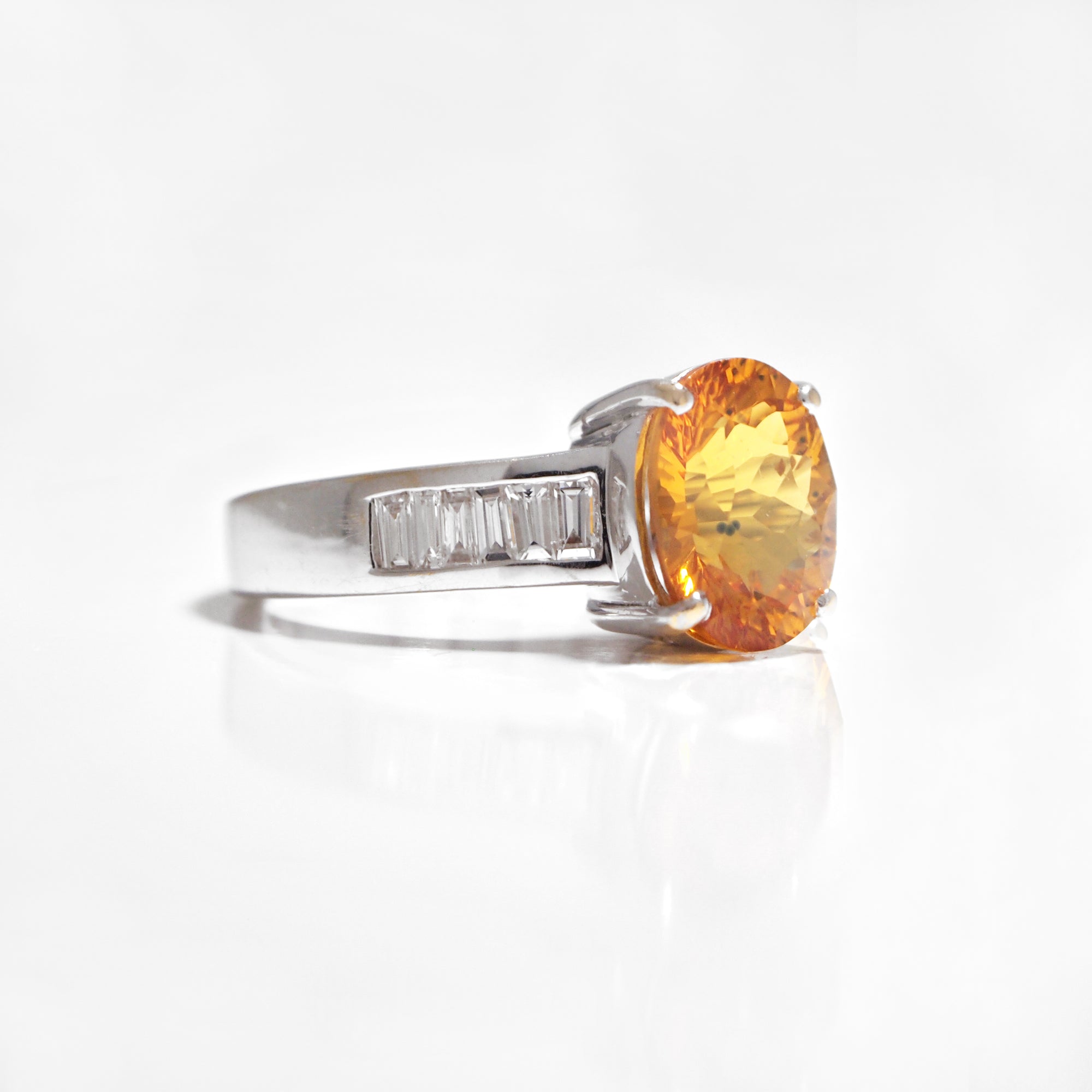 18K Orange Sapphire And Diamond Ring