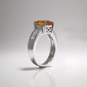 18K Orange Sapphire And Diamond Ring