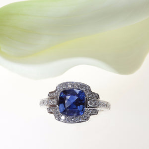 One Of A Kind White Gold Sapphire and Diamond Ring