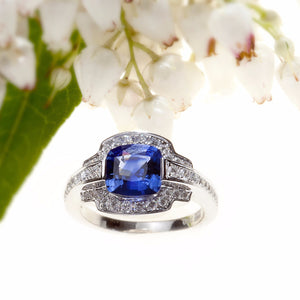 One Of A Kind White Gold Sapphire and Diamond Ring