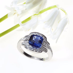 One Of A Kind White Gold Sapphire and Diamond Ring