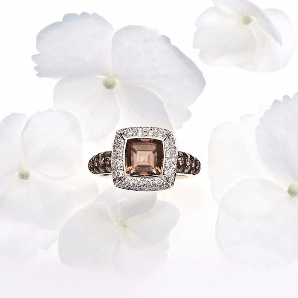 9K White and Rose Gold Rose Quartz and Diamond Ring – Simon Curwood  Jewellers