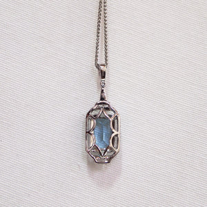 One Of A Kind 18K White Gold Aquamarine and Diamond Pendant