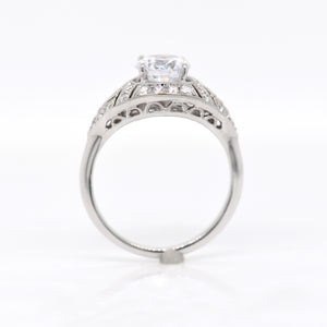 18K White Gold Art-Deco Style Diamond Engagement Ring