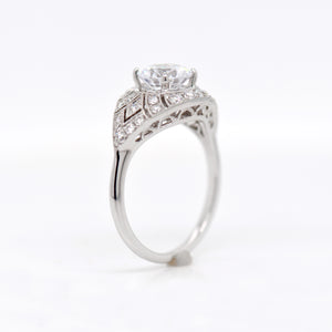 18K White Gold Art-Deco Style Diamond Engagement Ring