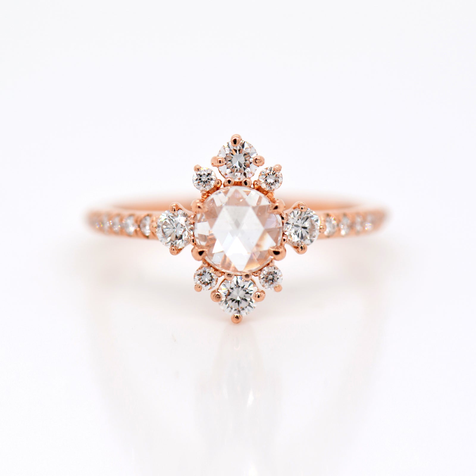 18K Rose Gold Rose-Cut Diamond Engagement Ring