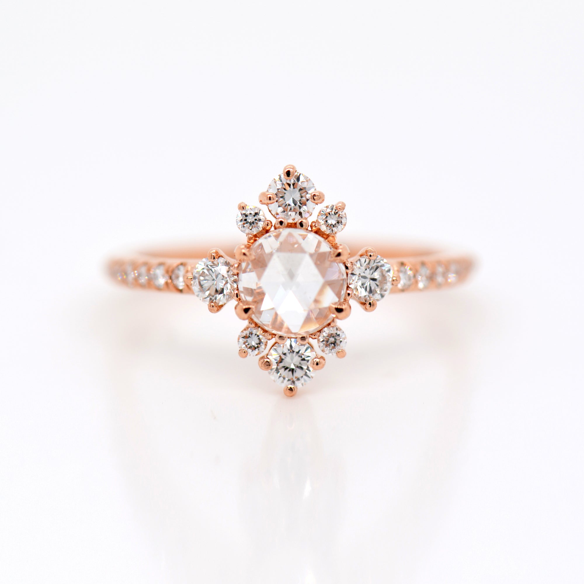 18K Rose Gold Rose-Cut Diamond Engagement Ring