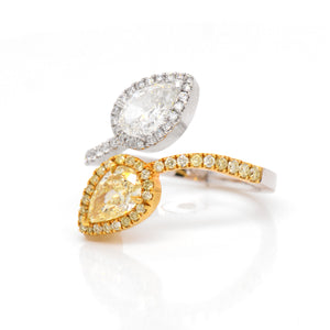 14K Two-Tone Fancy Pear Diamond Twist Ring