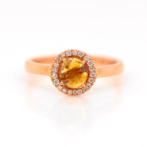 14K Rose Gold Natural Fancy Cognac Diamond Ring