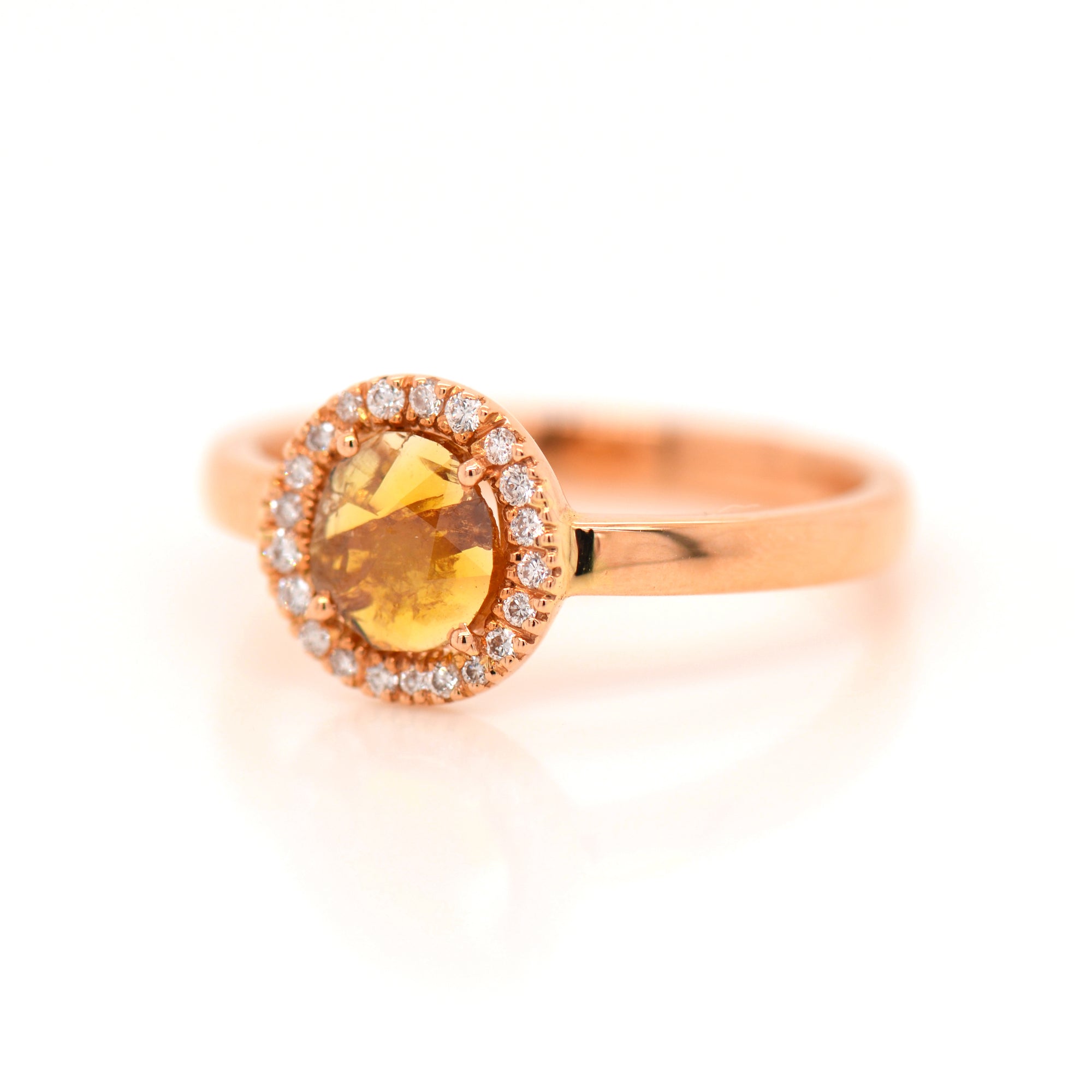 14K Rose Gold Natural Fancy Cognac Diamond Ring