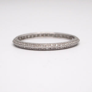 18K White Gold Milgrain "Knife Edge" Diamond Eternity Band