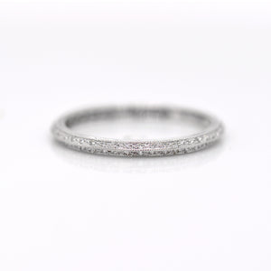 18K White Gold Milgrain "Knife Edge" Diamond Eternity Band