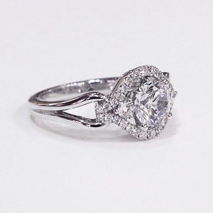14K white gold semi-mount engagement ring with 32 diamonds