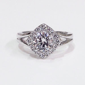 14K White Gold Marquis Halo Diamond Engagement Ring