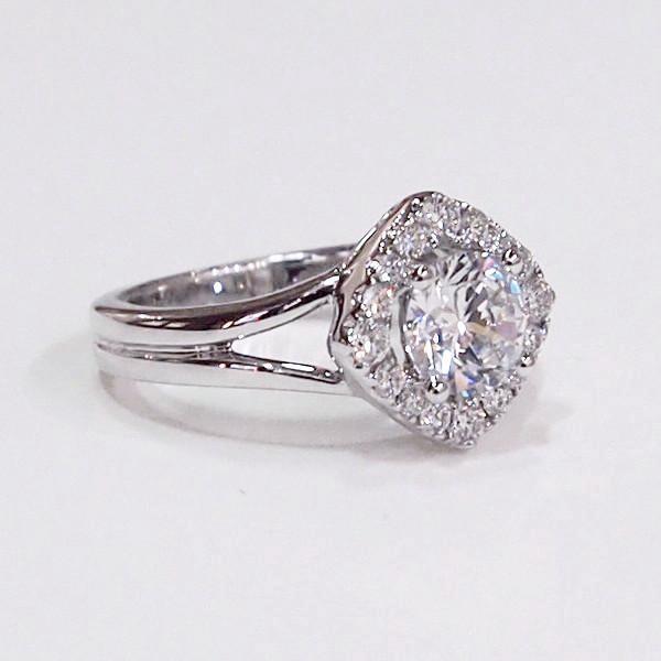 14K White Gold Marquis Halo Diamond Engagement Ring