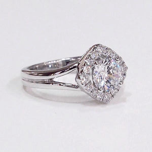 14K White Gold Marquis Halo Diamond Engagement Ring