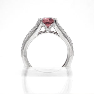 14K White Gold Pink Sapphire And Diamond Ring