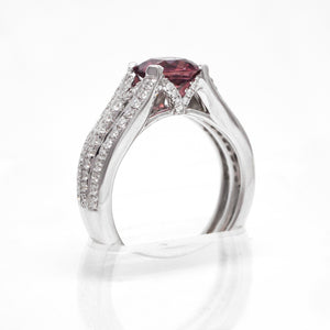 14K White Gold Pink Sapphire And Diamond Ring