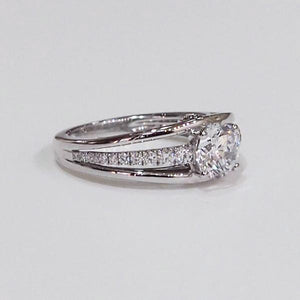 14K white gold semi-mount engagement ring with 24 side diamonds