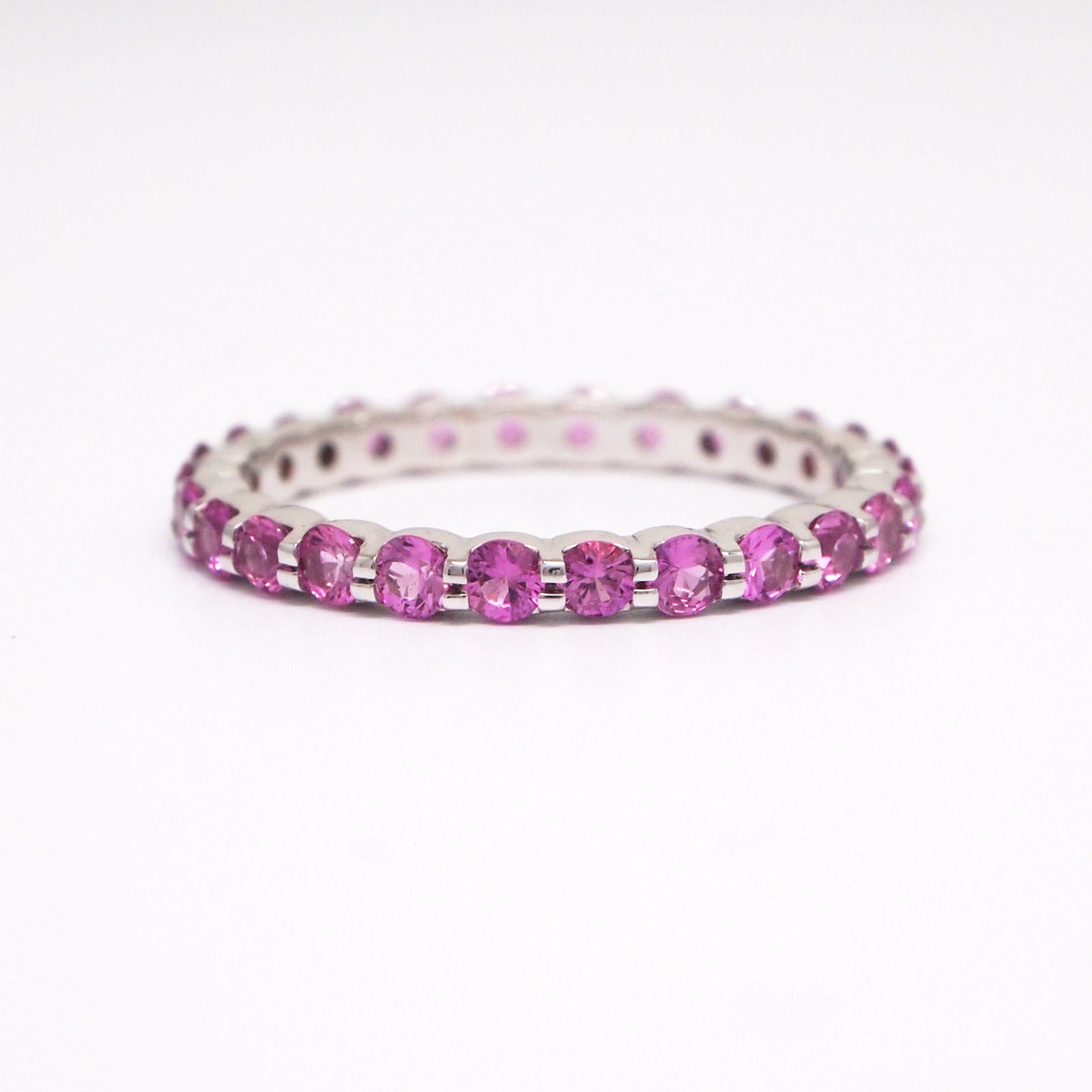 18K White Gold Pink Sapphire Eternity Wedding Band